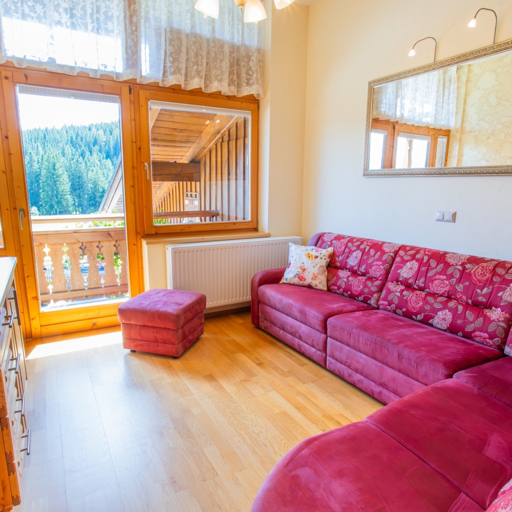 Wohnzimmer mit ausziehbarer Couch